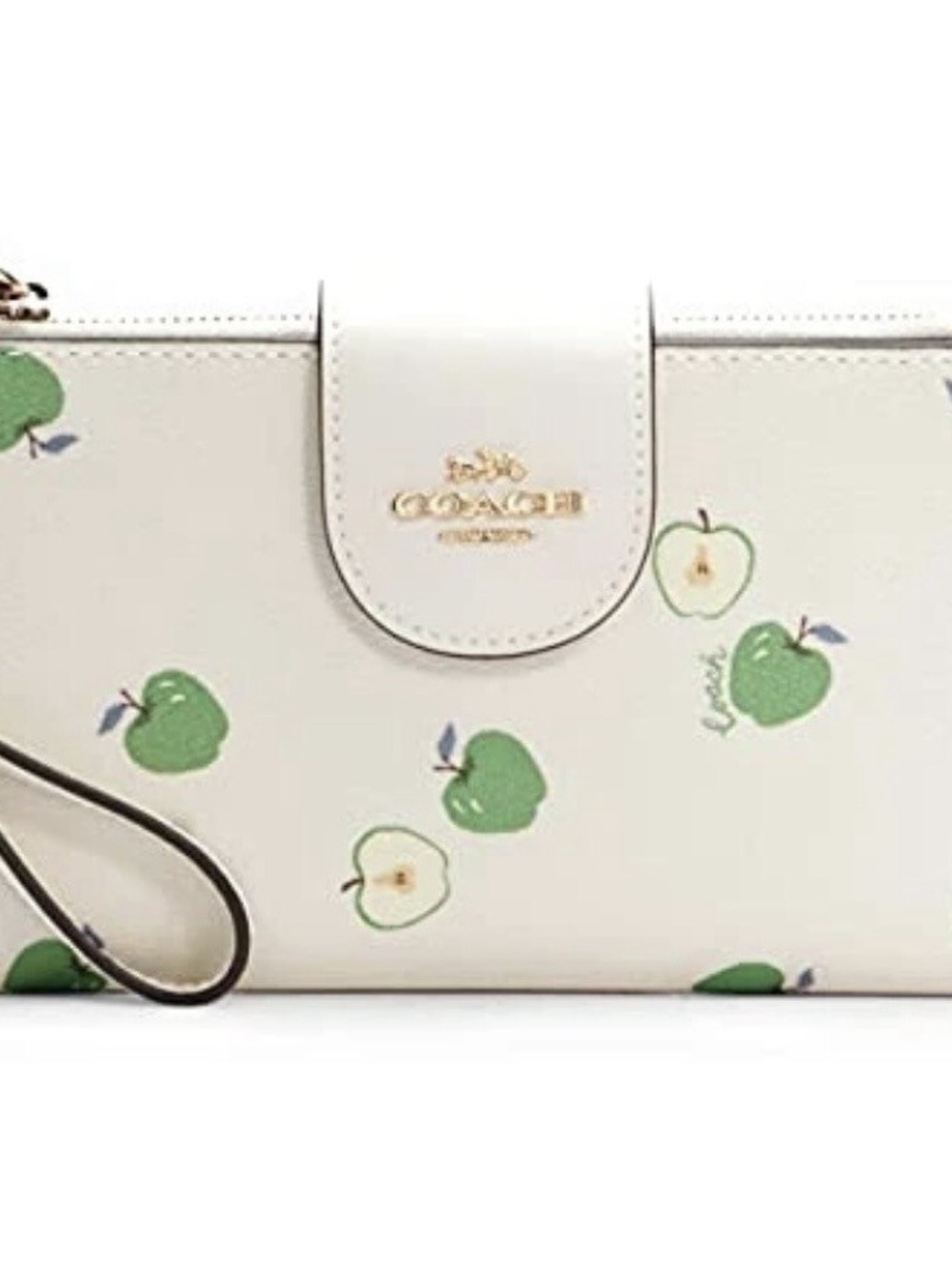 EUC Coach Phone Wristlet Clutch with Green Apple Print